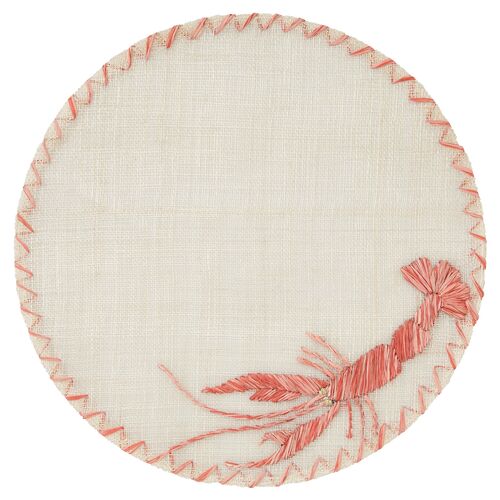 S/4 Straw Lobster Place Mat, Natural/Red~P77582951