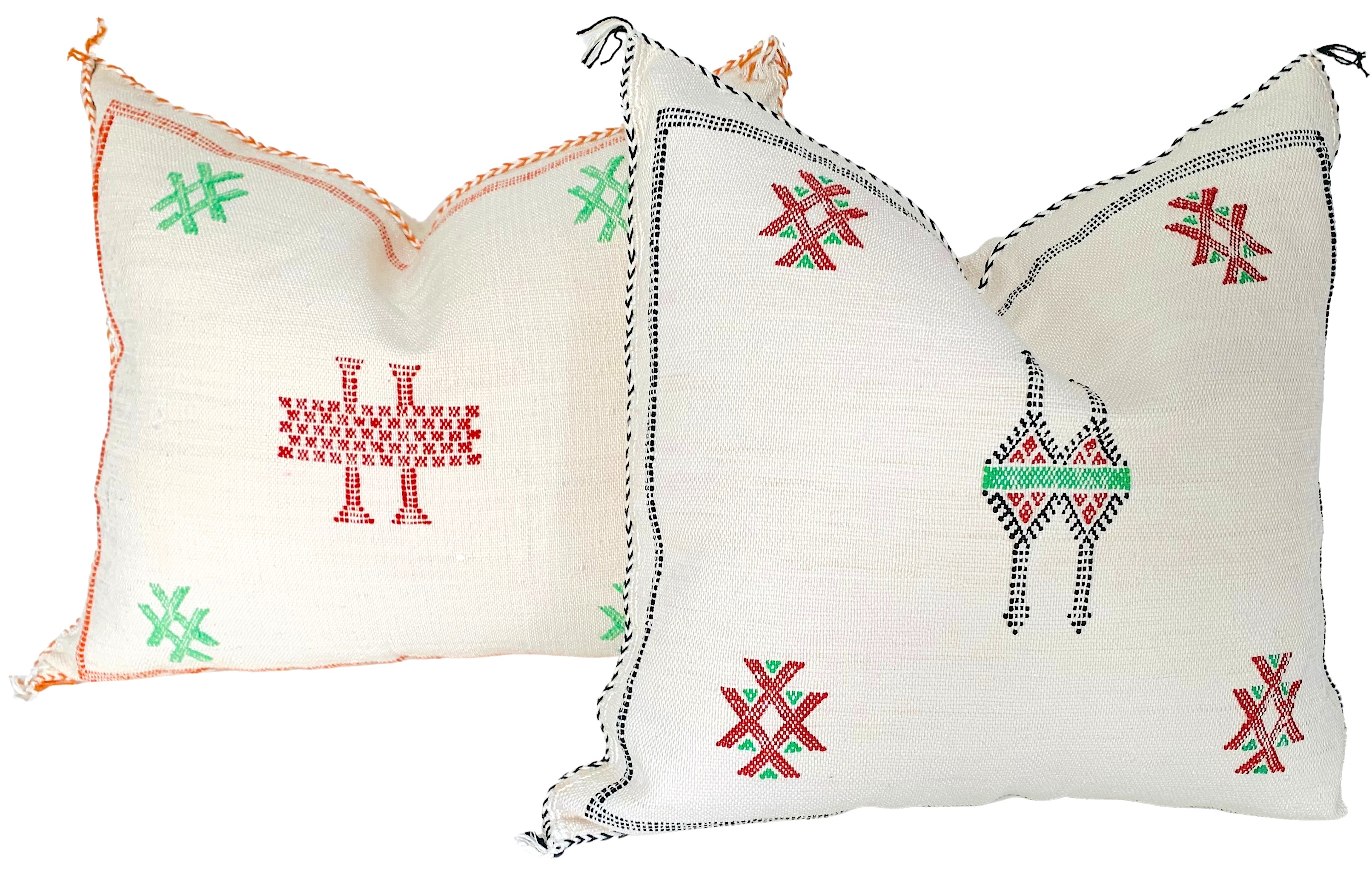Moroccan Sabra Silk Pillows, Pair