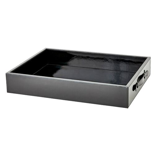 Noir Leather Tray, Black Noir Leather Tray, Black