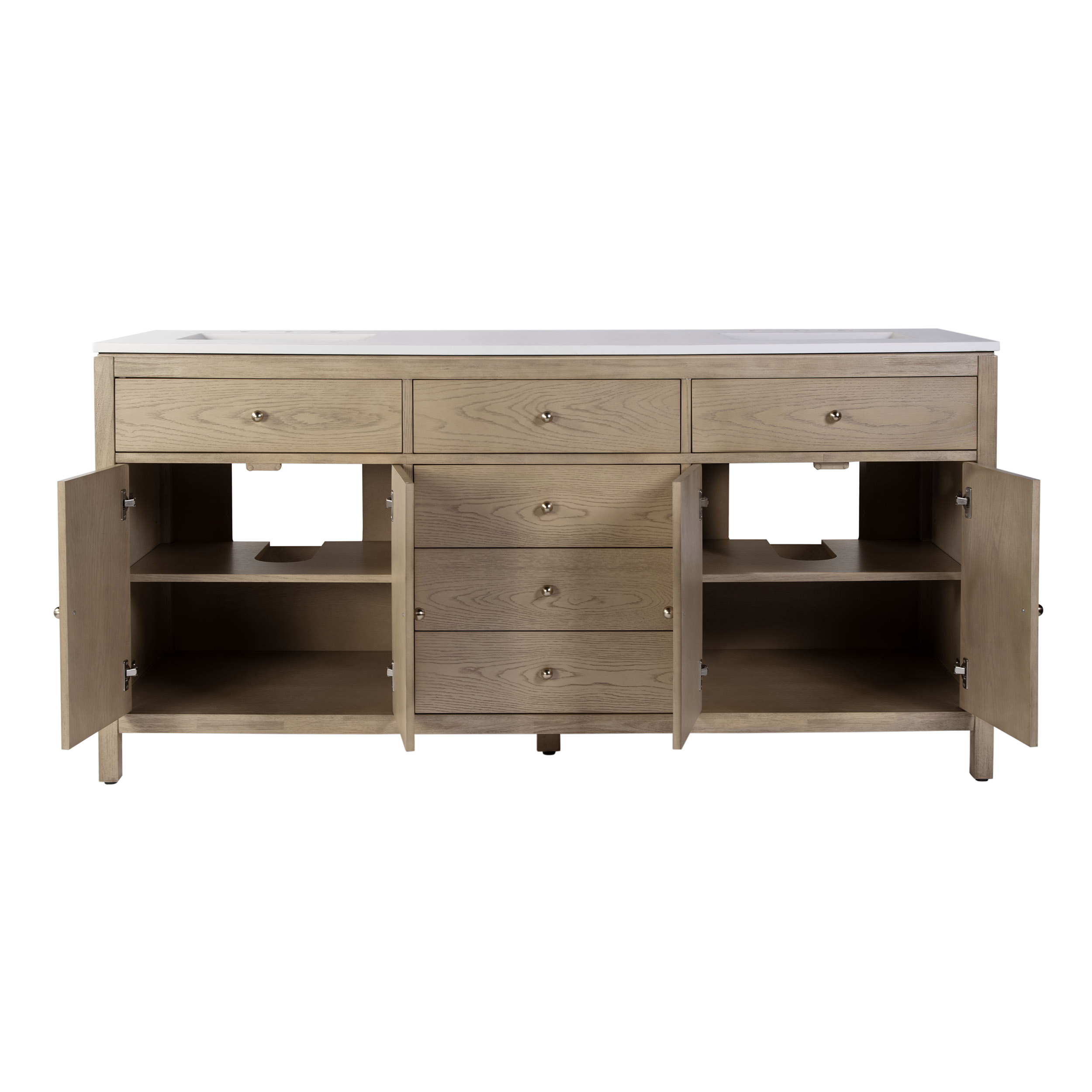 Charlie 72" Quartz Top Double Sink 4-Drawer Bathroom Vanity Set