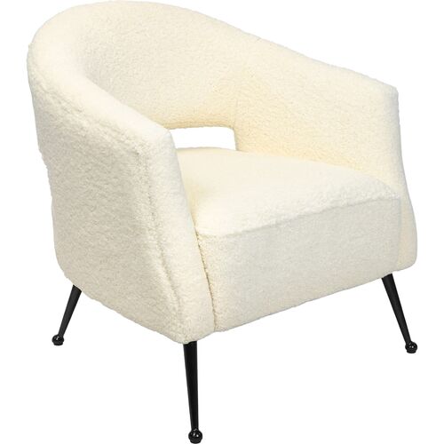 Mimi Faux Boucle Wool Chair, White~P111119671
