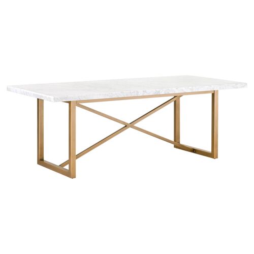Ami Marble Dining Table, White Carrera~P77256454