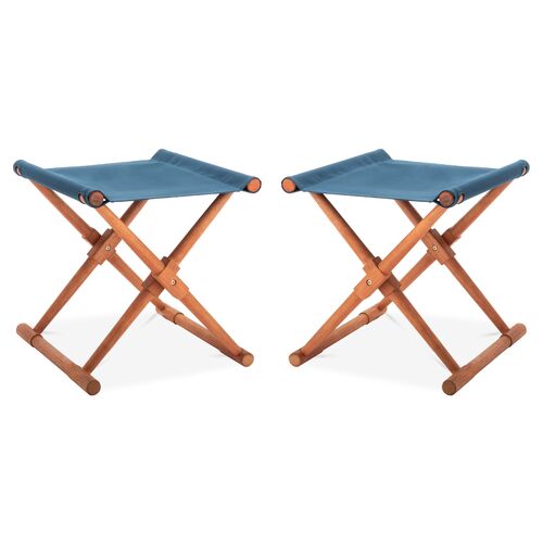 S/2 Outdoor Breanne Stools, Natural/Navy~P77587995