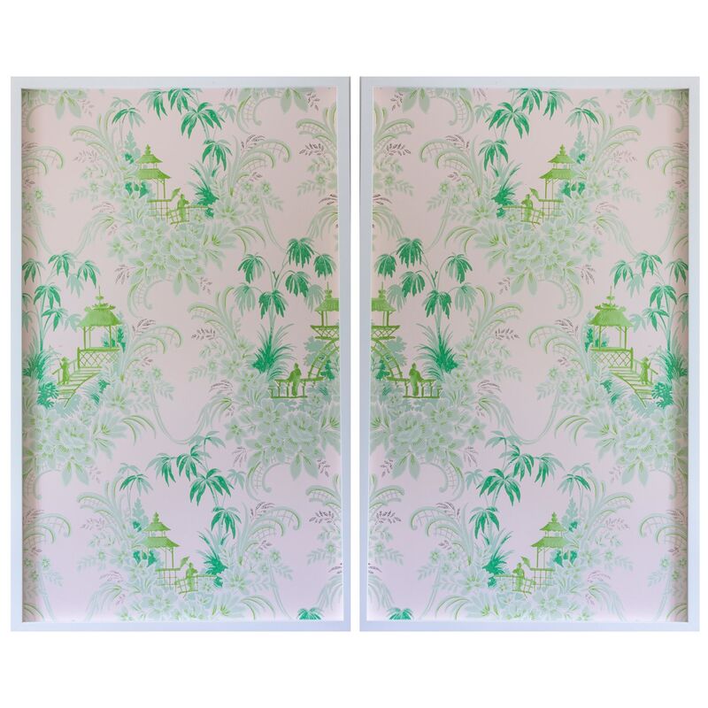 Dawn Wolfe, Pale Green Pagoda Wallpaper Diptych