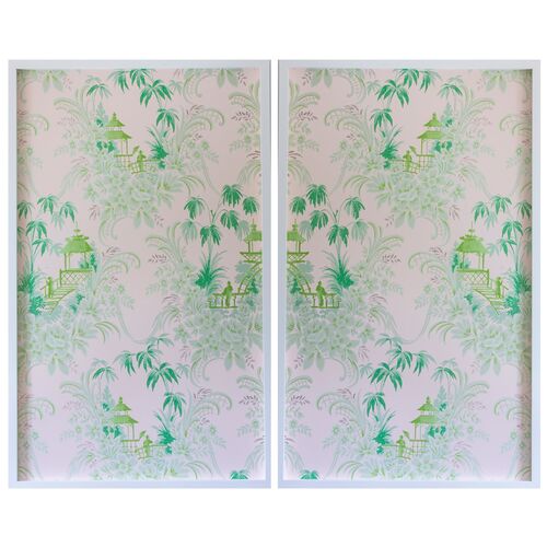 Dawn Wolfe, Pale Green Pagoda Wallpaper Diptych~P77571824