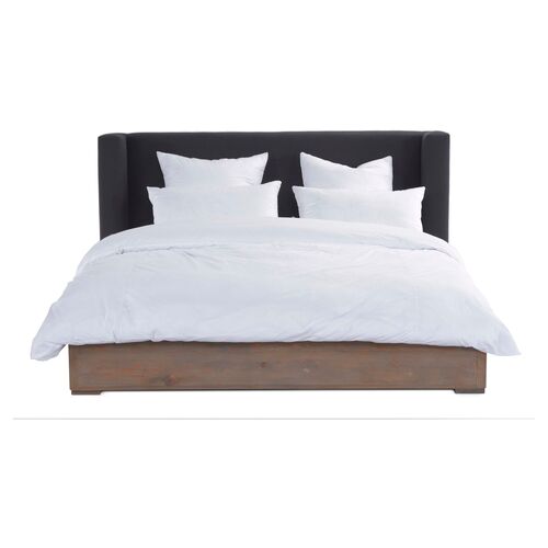 Lang Bed, Dark Gray Linen