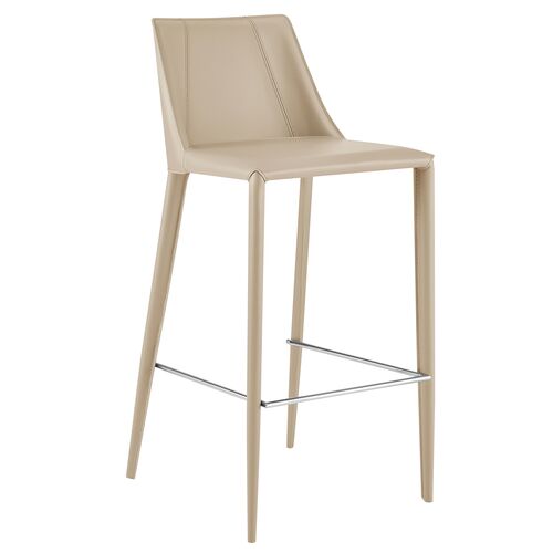 Leris Faux Leather Bar Stool, Taupe Leris Faux Leather Bar Stool, Taupe