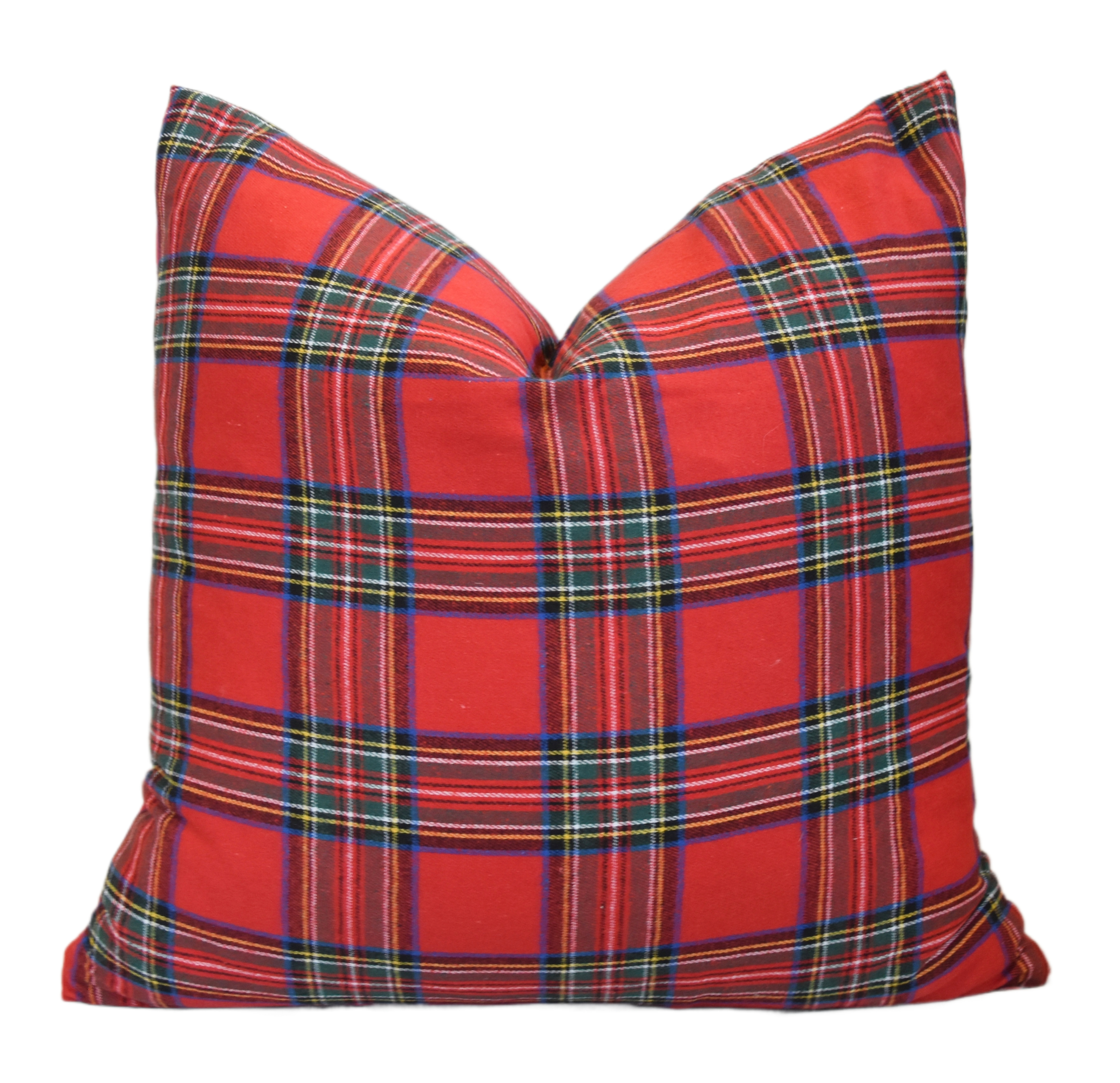 Red Woven English Plaid Tartan Pillow~P77689051