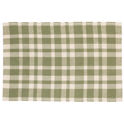 Tattersall Handwoven Cotton Rug, Sage