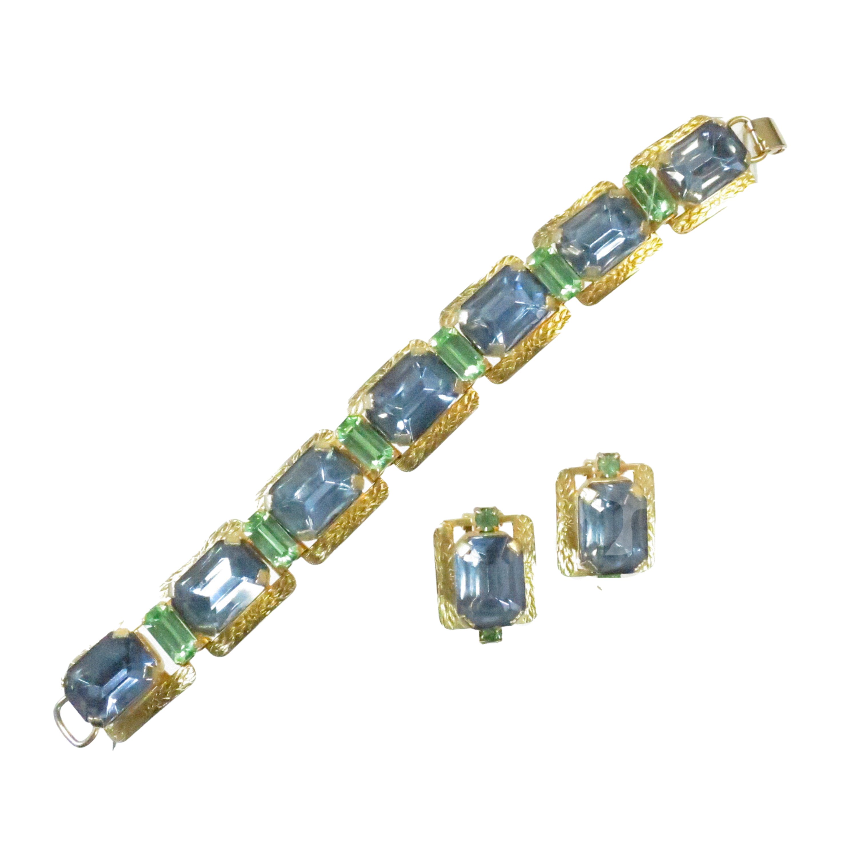 1950s Designer Blue-Green Bracelet Set~P77660516