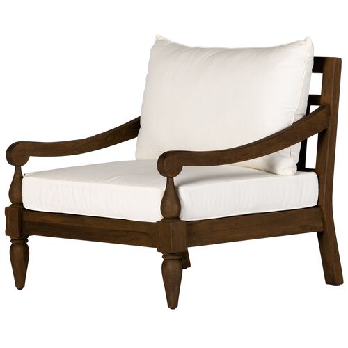Sadie Outdoor Teak Chair, Heritage Brown/Ivory