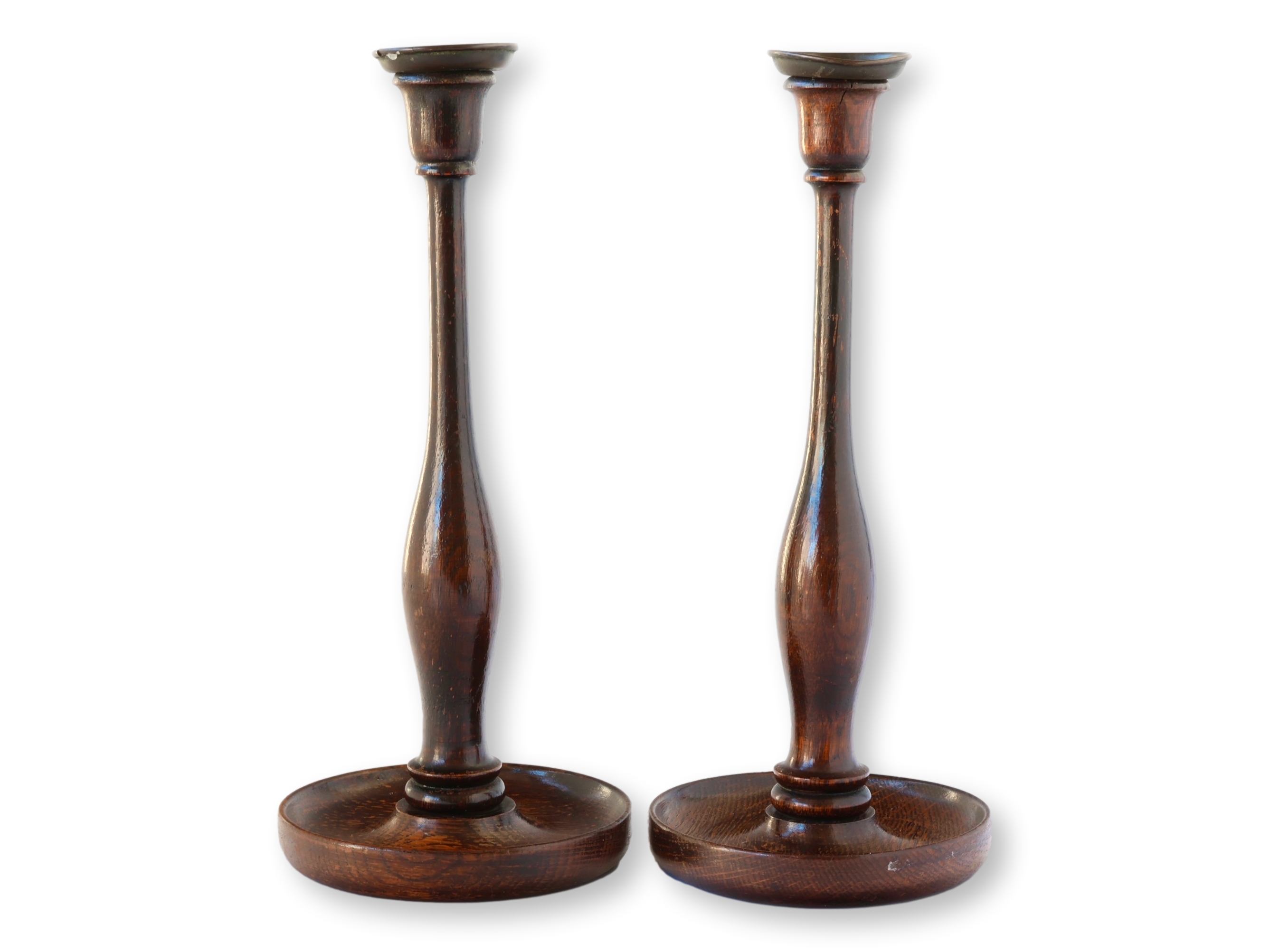Late 1800s Hand-Turned Candlesticks~P77717246
