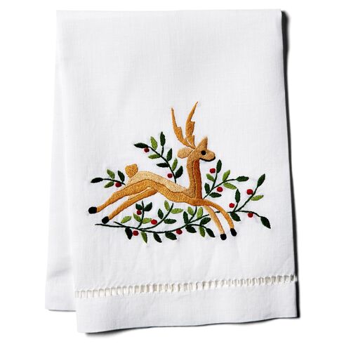 Reindeer Linen Guest Towel~P77172913