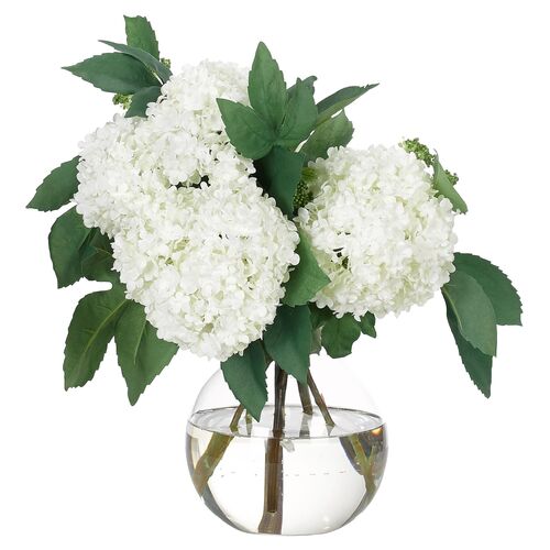 14" Snowball in Glass Vase, Faux~P77602640