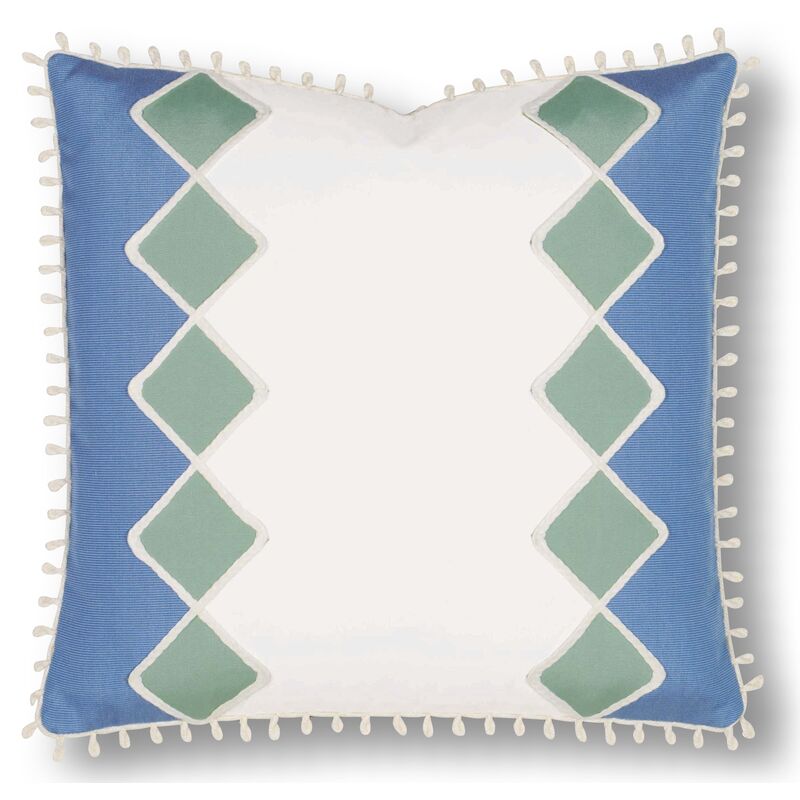 Milly 20x20 Outdoor Pillow, White/Blue