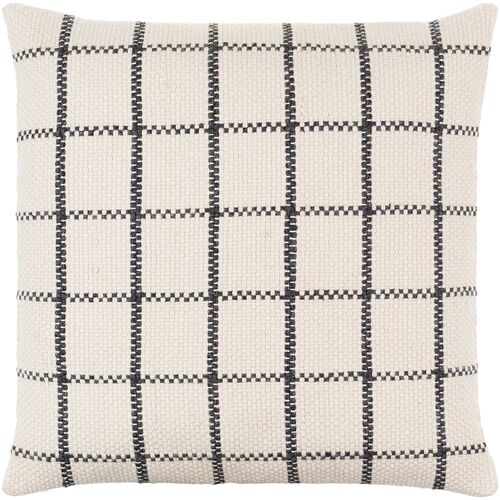 Charmaine Indoor/Outdoor Pillow, Ivory/Black