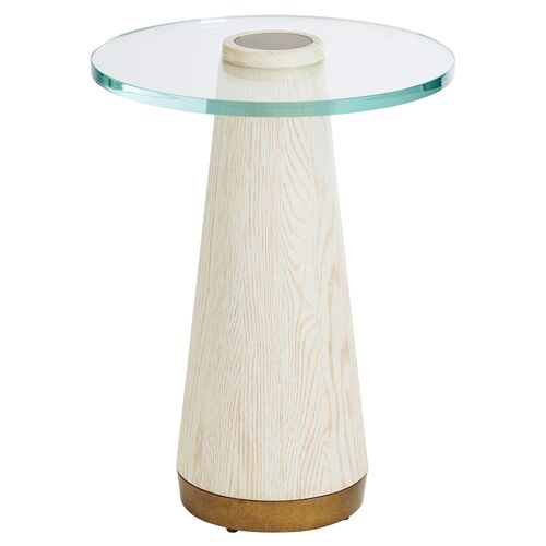Carmel Laguna Castlewood Glass-Top Accent Table, Winter-White~P111120128