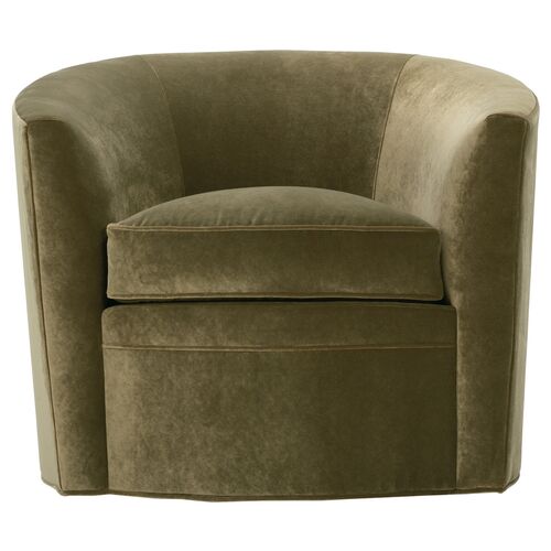 Jovie Swivel Chair, Olive Green Velvet