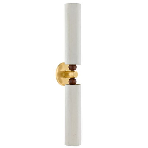 Reyn 2-Light Wall Sconce, Aged Brass/Raw Silk