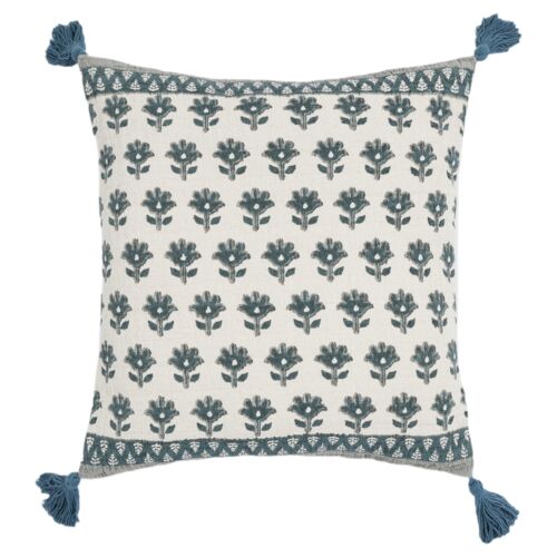 Maelis 20x20 Printed Cotton Tassel  Pillow