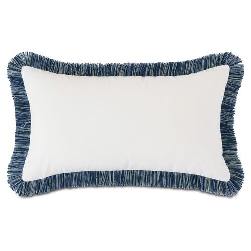 Luna 13x22 Outdoor Lumbar Pillow, White/Indigo~P77578689
