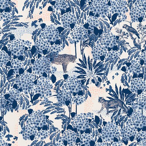 Deco Modern Paradise Wallpaper, Blue Deco Modern Paradise Wallpaper, Blue