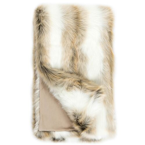 Avery Faux Fur Throw, Arctic Fox~P77618491