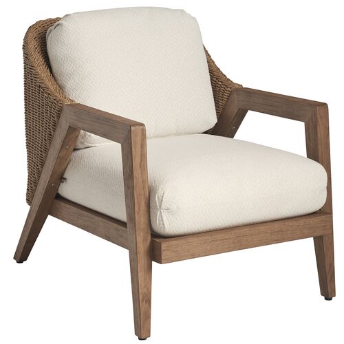 Isle Of Palms Outdoor Wicker/Teak Lounge Chair, Geometric Isle Of Palms Outdoor Wicker/Teak Lounge Chair, Geometric