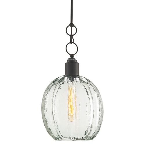 Aquaterra Glass Pendant, Clear/Old Iron