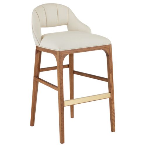 Inga Upholstered Oak Bar Stool, Endurance Sand/Morel Brown
