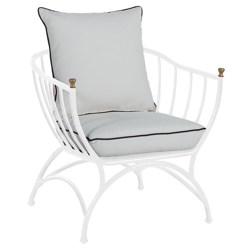 Frances White Accent Chair, White/Black Welt~P77601871