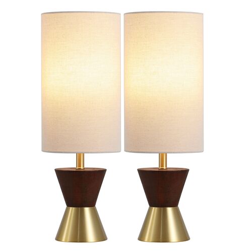 S/2 Bora Table Lamp, Brass/Dark Walnut S/2 Bora Table Lamp, Brass/Dark Walnut