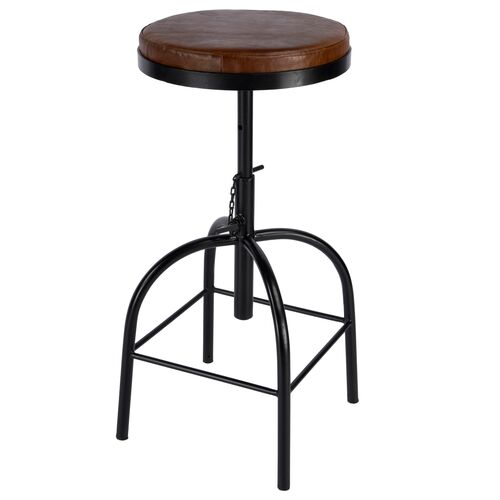 London Leather Bar Stool, Dark Brown/Black