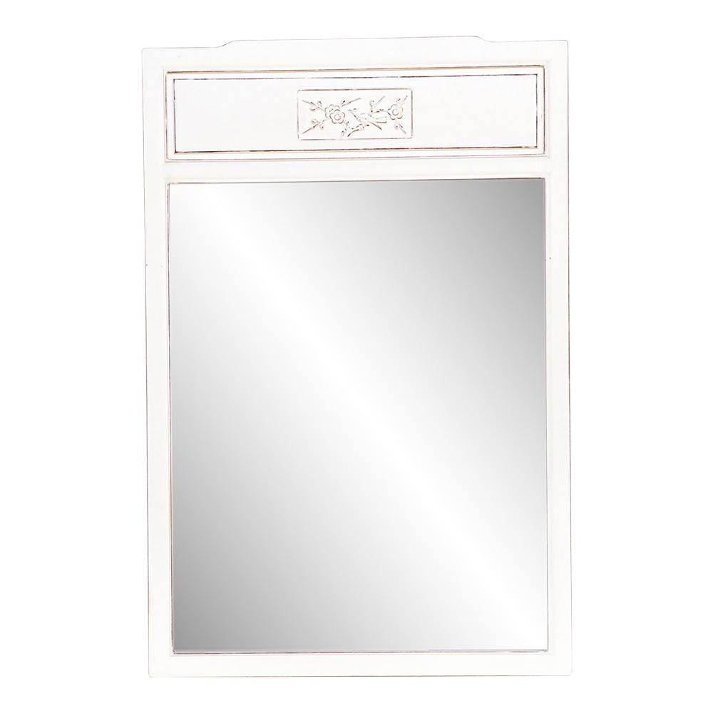 Vintage Distressed White Asian Mirror~P77666351