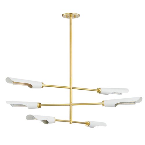 Harperrose 15.5" Chandelier, Aged Brass/Soft White