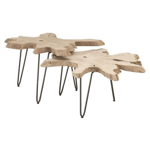 Asst. of 2 Bank Outdoor Nesting Tables, Natural~P77488027
