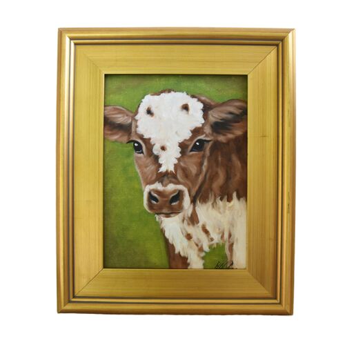 Brown/White Farm Ranch Calf Painting~P77669195