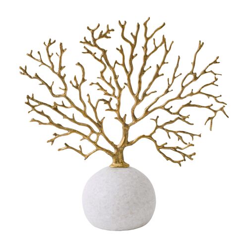 Sea Fan Coral Sculpture, Brass/White Sea Fan Coral Sculpture, Brass/White