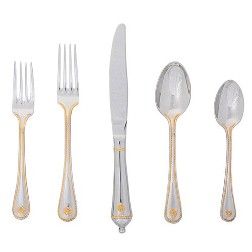 Berry & Thread Flatware Set, Polished Silver/Gold~P77628066