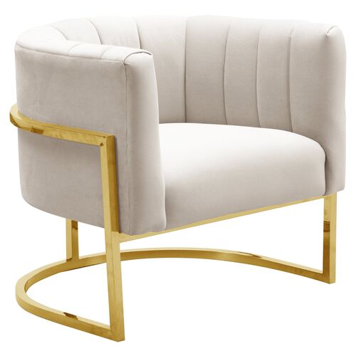 Tondela Accent Chair, Cream Velvet~P65713501