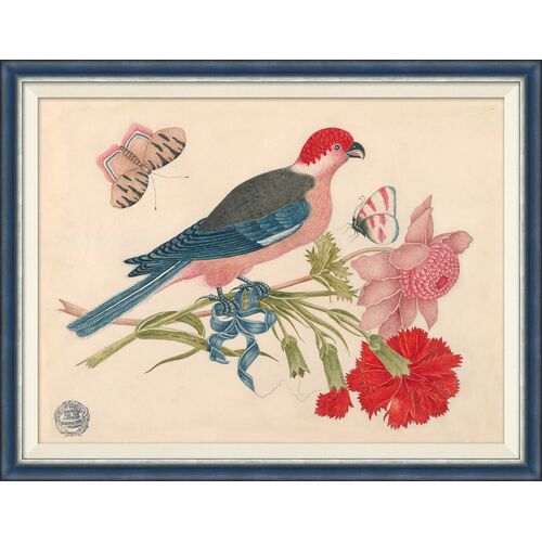 18th Century Floral Bouquets with Birds IX