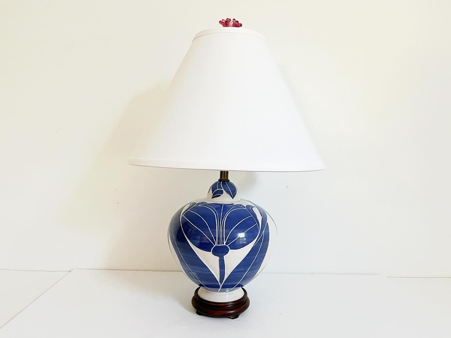 Modern Blue & White Lamp w/Shade~P77684392