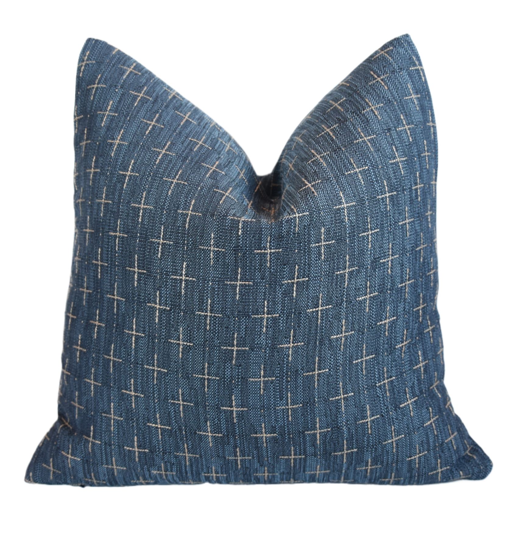 Contemporary Blue & Gold Linen Pillow~P77687577