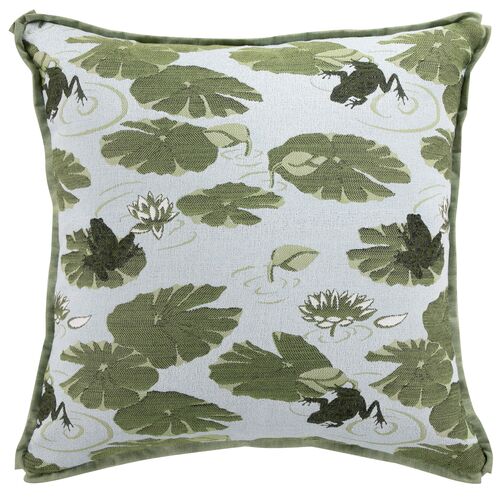 Ribbit Outdoor 22x22 Throw Pillow, Ivy Ribbit Outdoor 22x22 Throw Pillow, Ivy