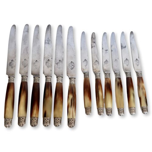 Antique French Polished Horn Knives 12pc~P77657158