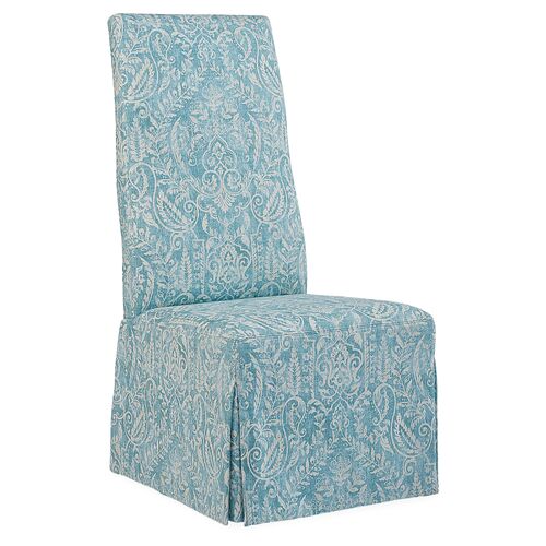 Royale Side Chair, Aqua/Ivory Linen~P77518858