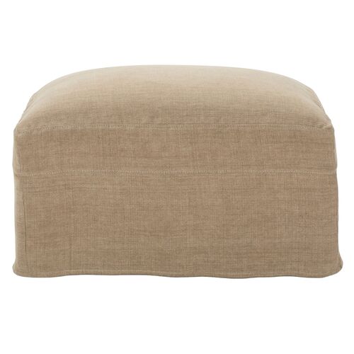 Falaise Slipcovered Linen Ottoman, Nugget Falaise Slipcovered Linen Ottoman, Nugget