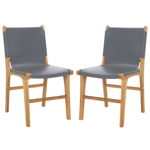 S/2 Evran Leather Dining Side Chairs S/2 Evran Leather Dining Side Chairs