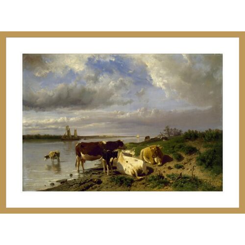 Landscape with Cattle by Anton Mauve Framed Print