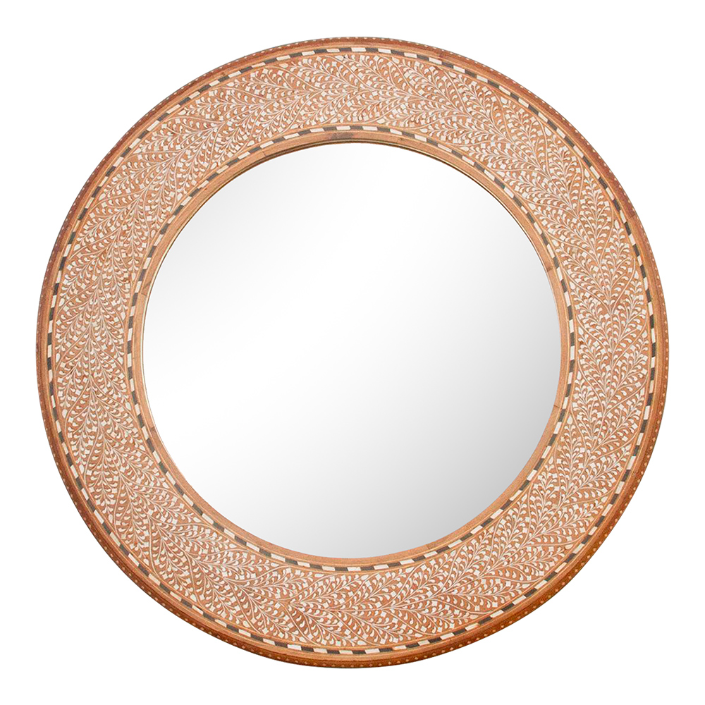 Finely Inlay Anglo Indian Round Mirror~P77661848